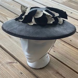 Vintage Navy Straw Saucer Hat